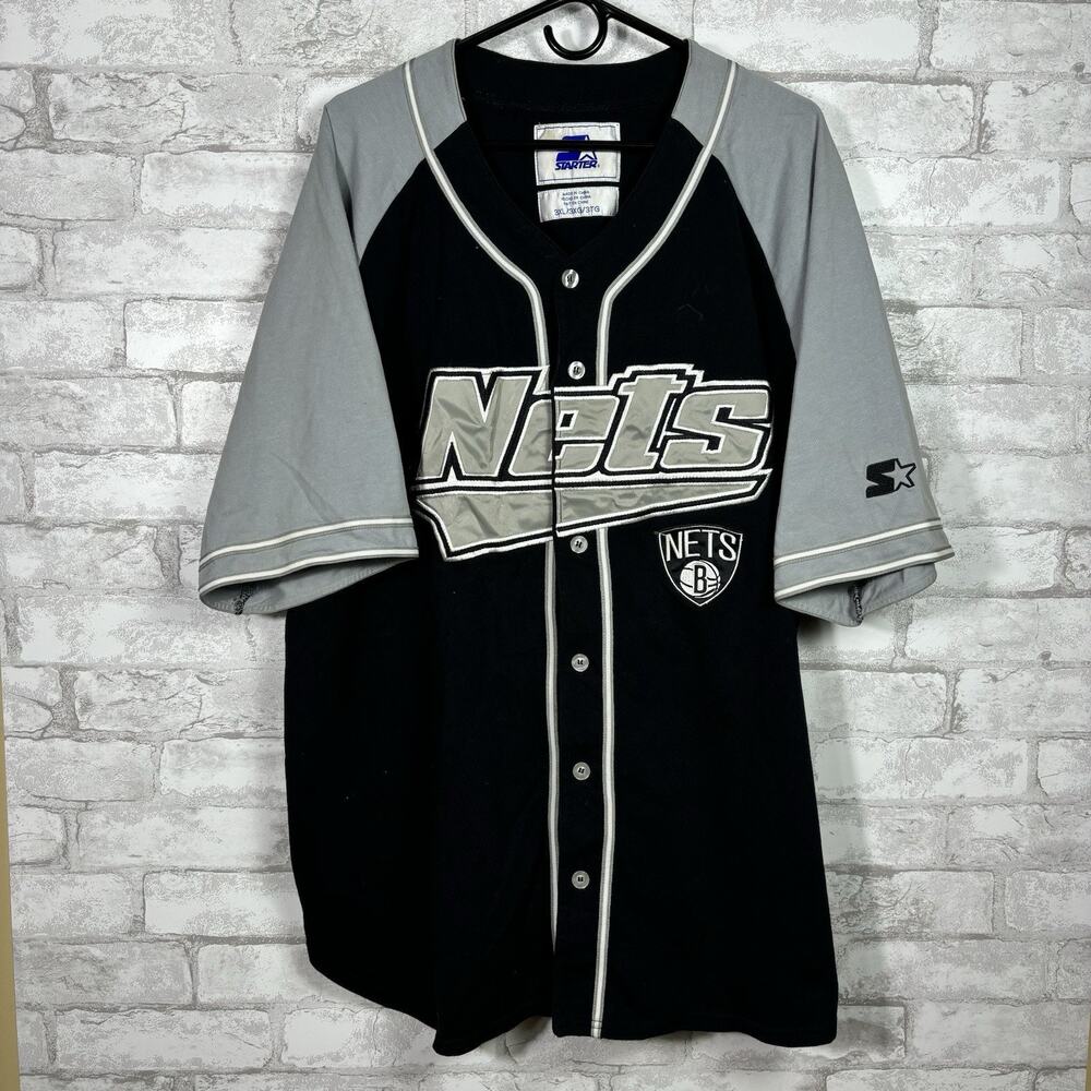 Vintage Brooklyn Nets Starter Jersey Shirt Baseball Mens 3XL NBA New Jersey Sewn